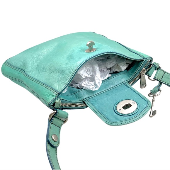 FOSSIL Marlow Mint Leather Crossbody Shoulder Bah - Picture 9 of 13